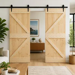 Space-Saving 2-Piece Sliding Door, 80 x 210 cm Brown
