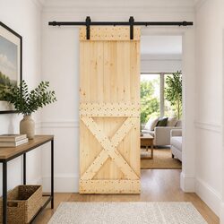 Enhance Your Space with 80 x 210 cm Pine Wood Sliding Door