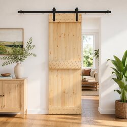 Natural Brown Pine Wood Sliding Door for Modern Spaces 70 x 210 cm