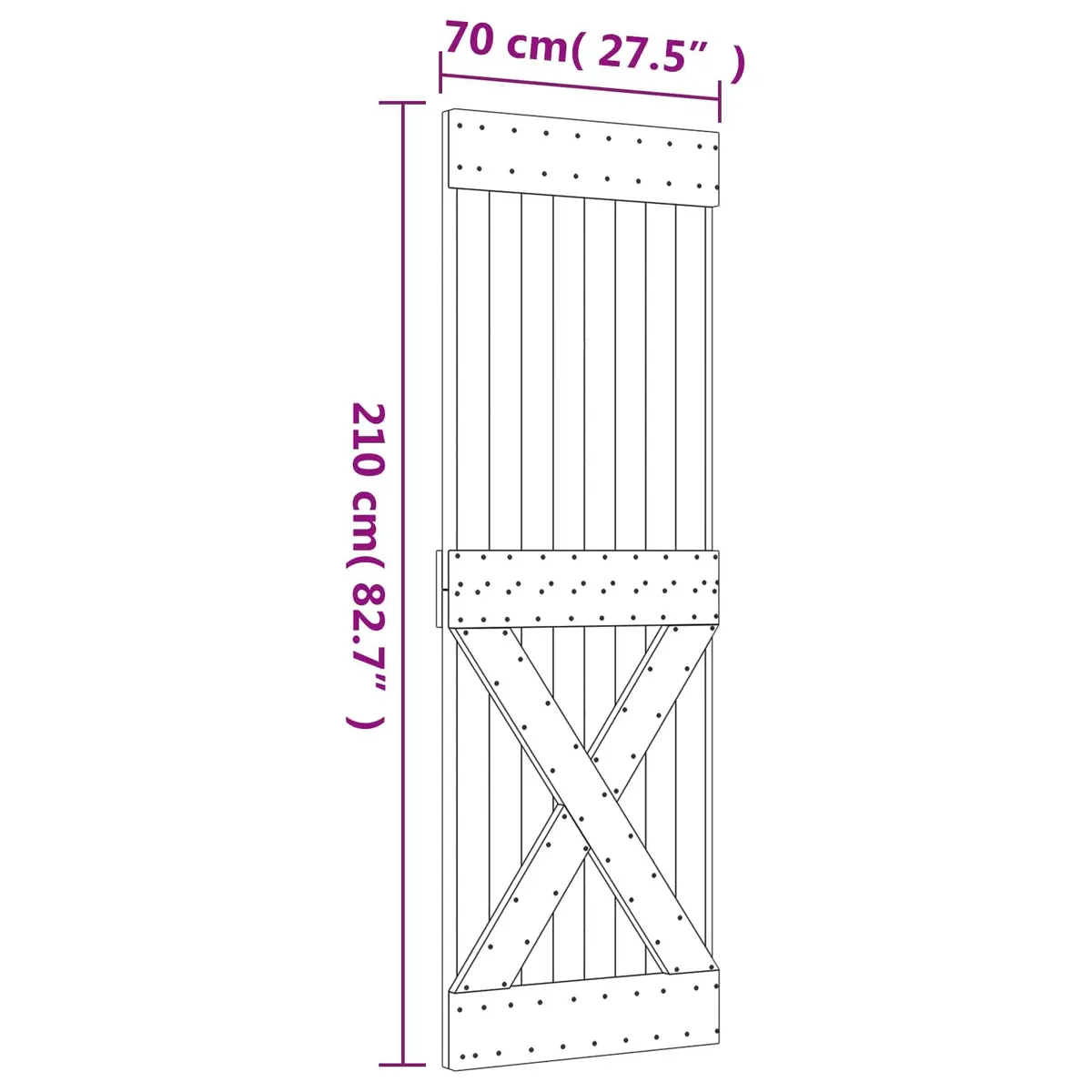 Sliding Door 70 x 210 cm Solid Pine Wood Modern Space-Saving Interior Divider