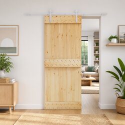 Sliding Door Natural White 80 x 210 cm Solid Pine Wood Modern Room Divider