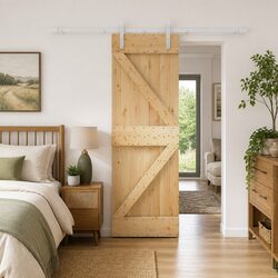 Sliding Door Solid Pine Wood Natural White 70x210cm Modern Space-Saving Interior