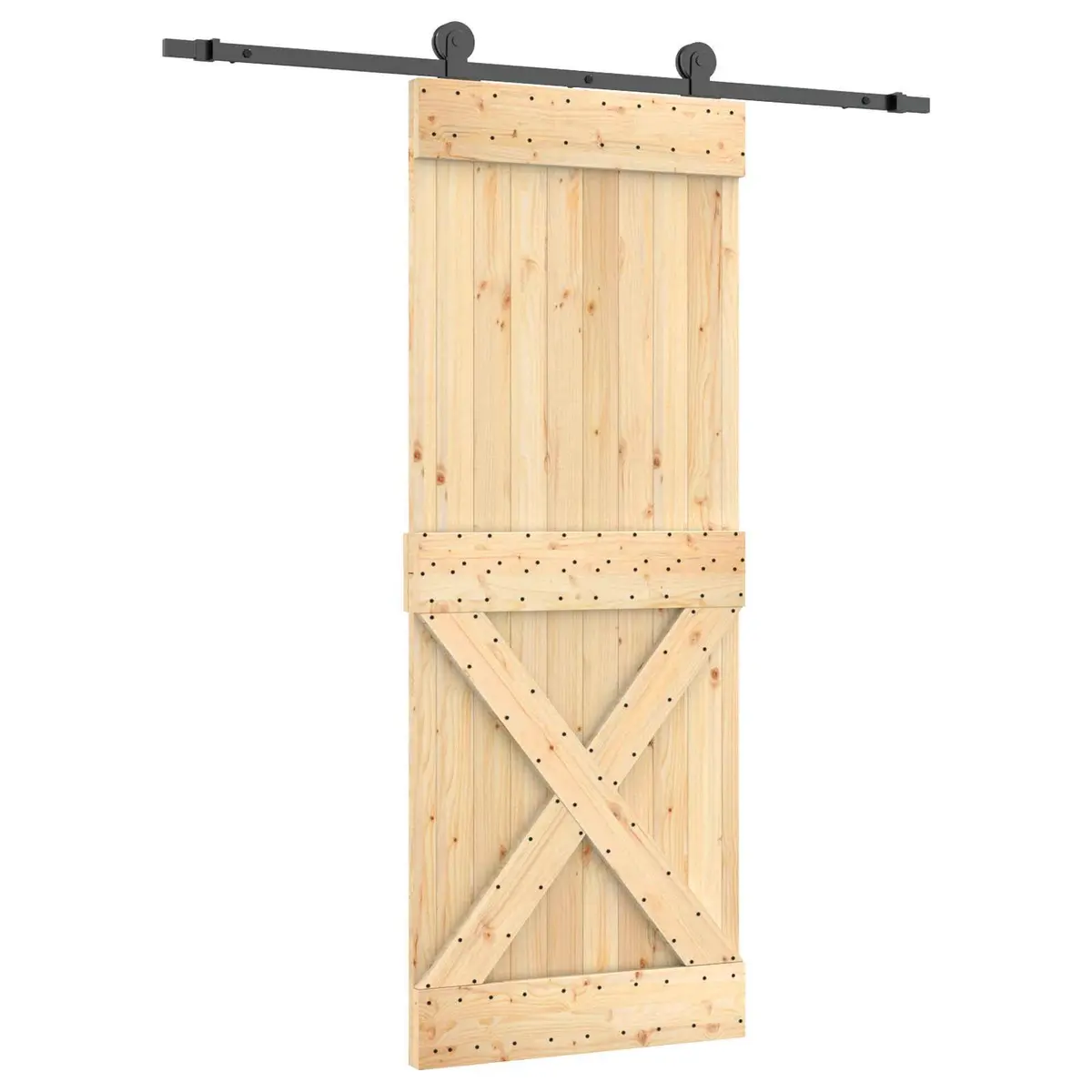 Sliding Door Natural Wood Brown 80 x 210 cm Modern Interior Space-Saving Room