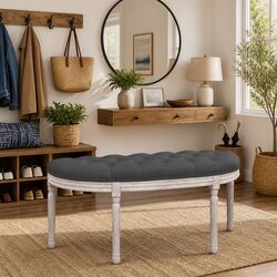 Elevate Your Space with a Grey Velvet Bench 110.5x45x49 cm