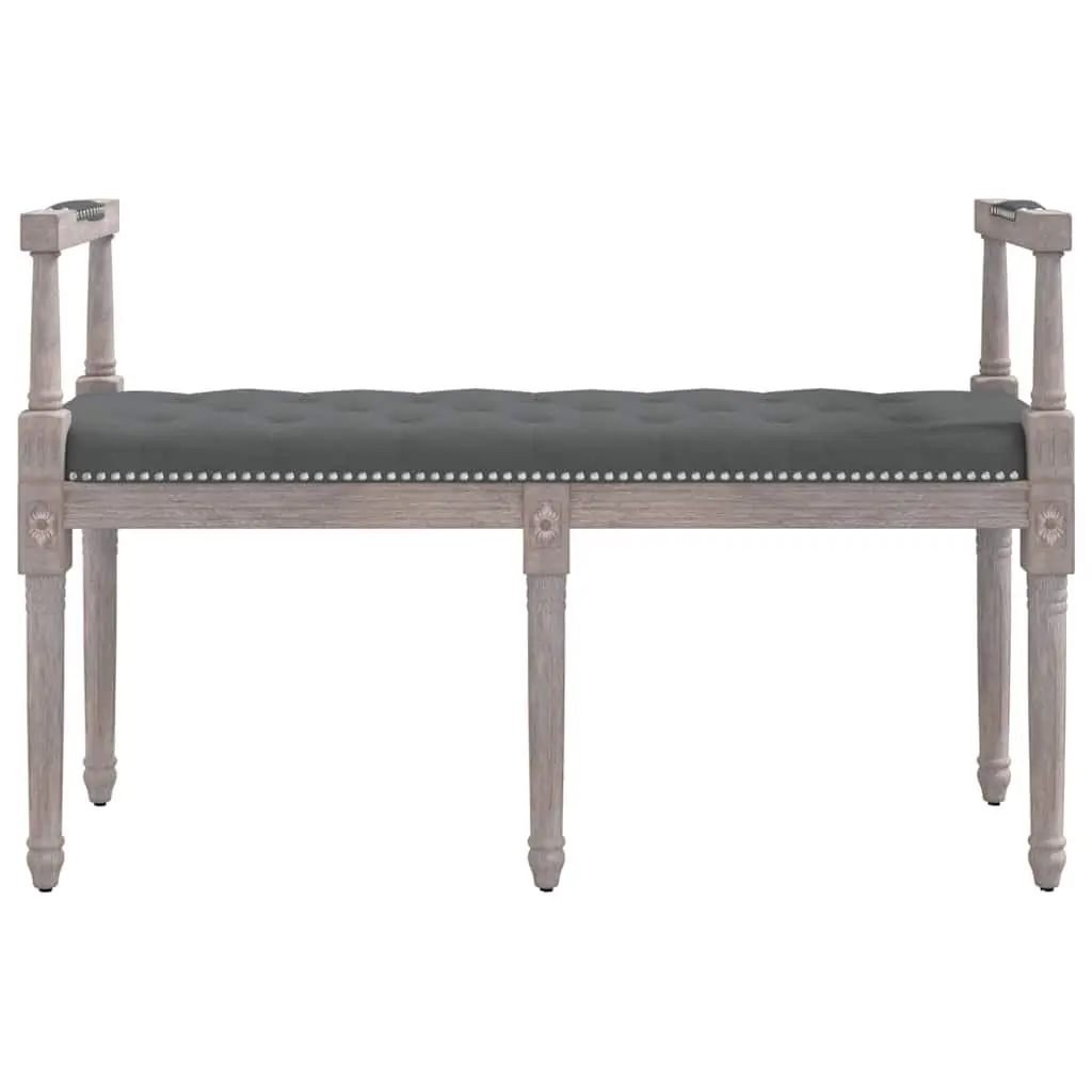 Fabric Bench Grey Tufted Padded Cushion Wooden Legs for Living Room Foyer Entryway