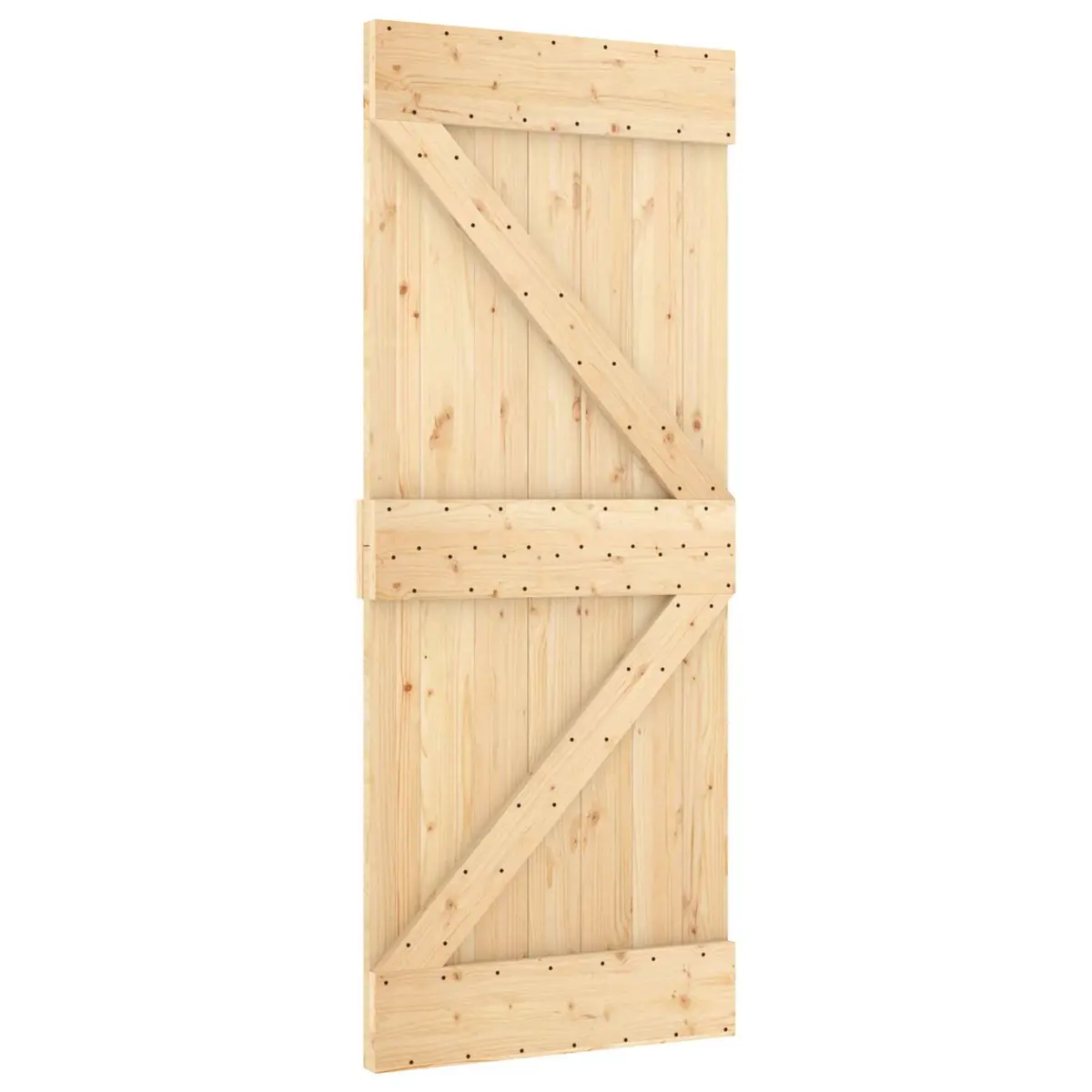 Sliding Door 80 x 210 cm Solid Pine Wood Natural White Modern Interior Room