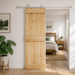 Sliding Door Solid Pine Wood Natural White 70x210cm Modern Room Divider