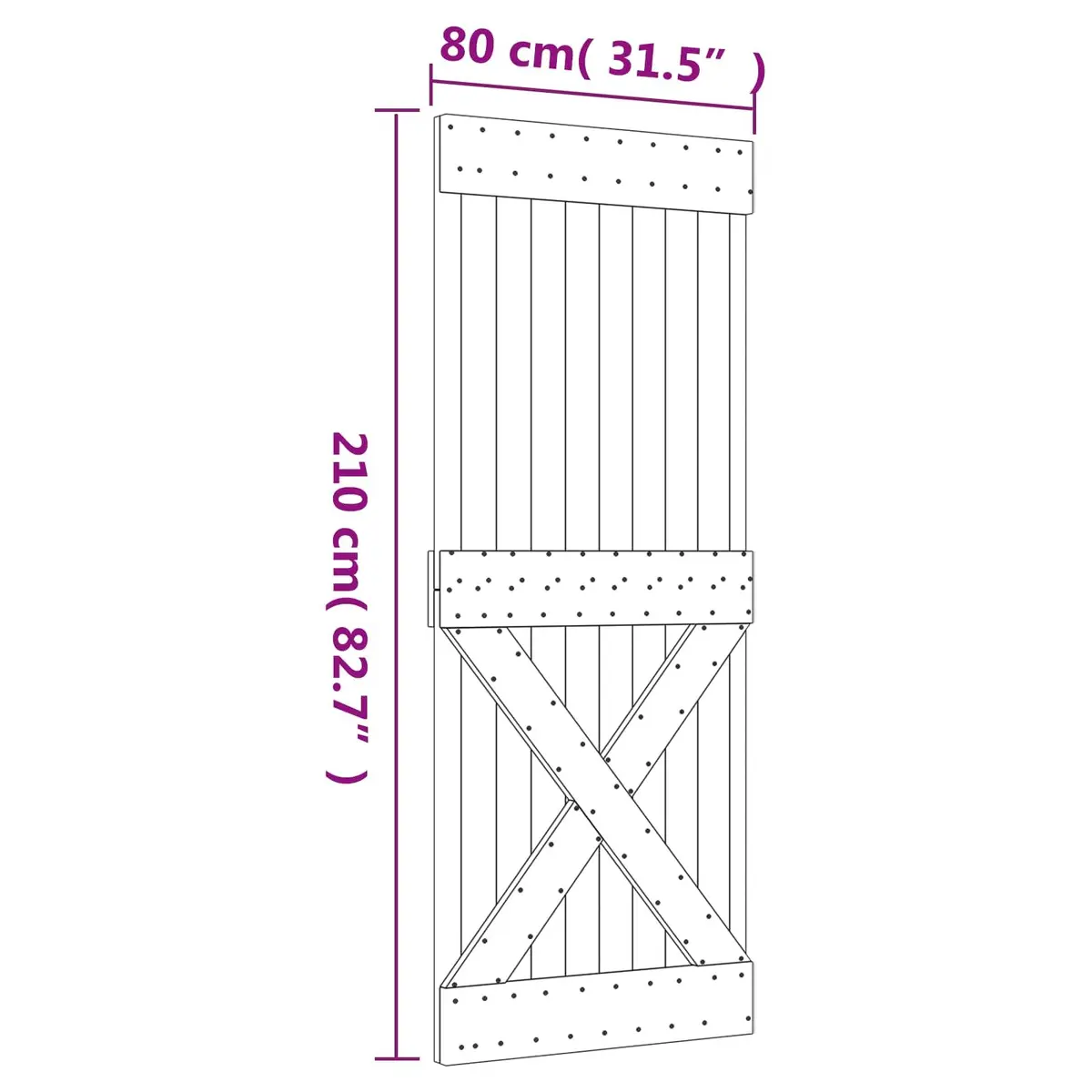 Sliding Door Natural Pine Wood White 80 x 210 cm Interior Room Divider Modern