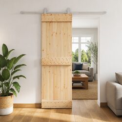 Sliding Door Natural White 70 x 210 cm Solid Pine Wood Modern Room Divider