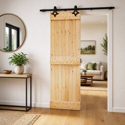 Sliding Door Solid Pine Wood Natural Black 70 x 210 cm Modern Room Divider