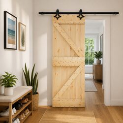 Sliding Door 70x210cm Natural Solid Pine Wood Modern Interior Space-Saving