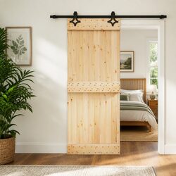 Elevate Your Space with a Modern Pine Wood Sliding Door - 80 x 210 cm
