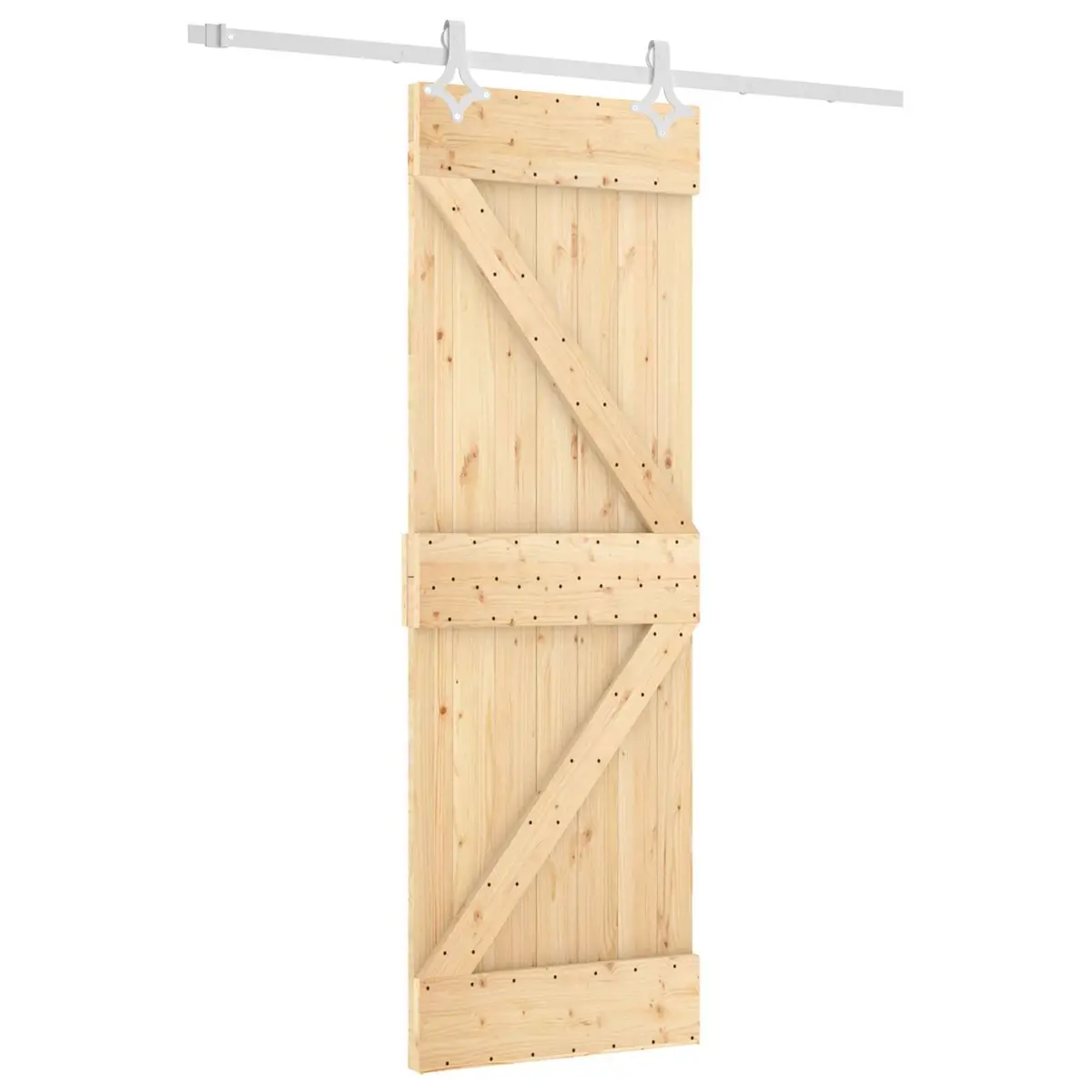 Sliding Door 70 x 210 cm Solid Pine Wood Top Track Modern Room Divider