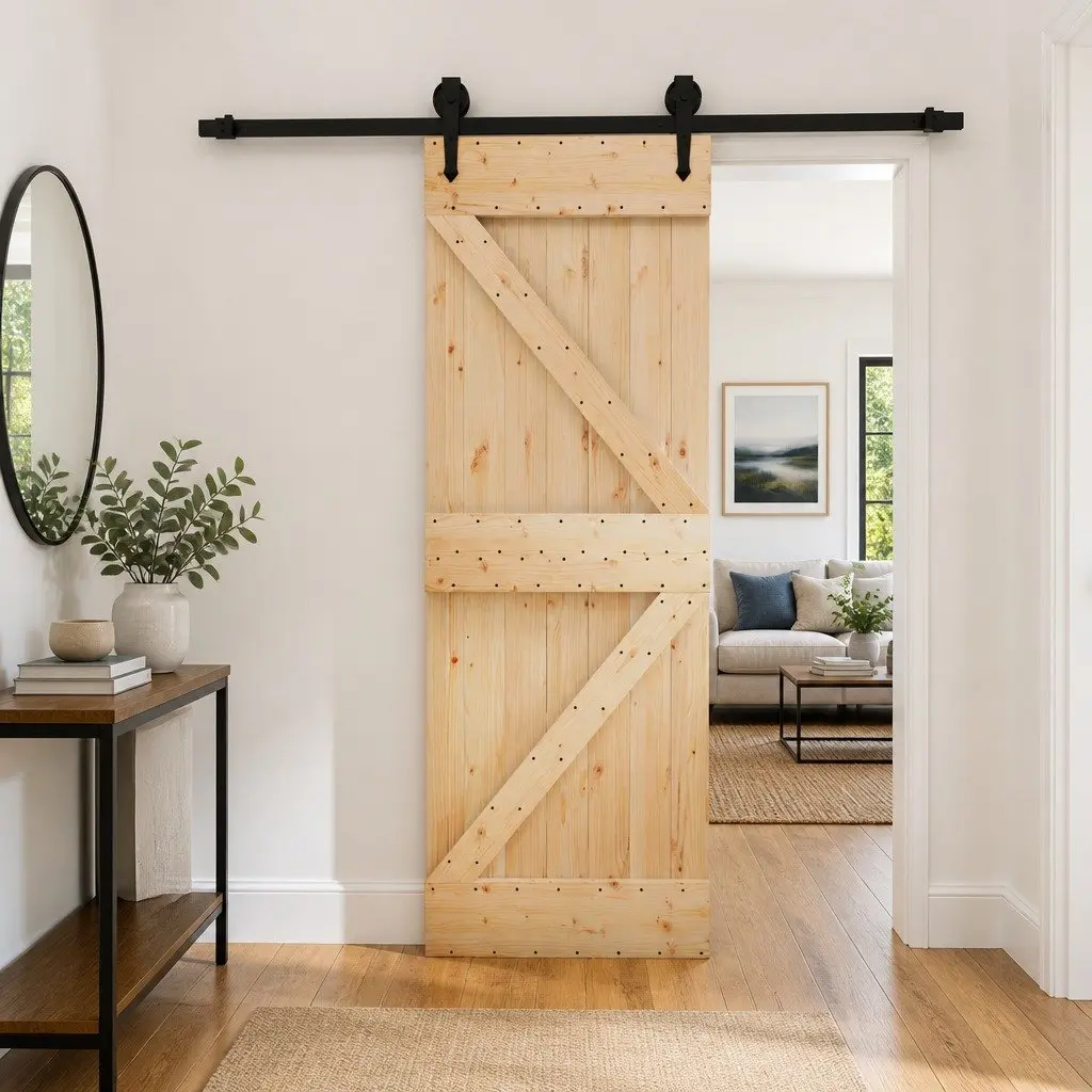 Sliding Door 70 x 210 cm Solid Pine Wood Space-Saving Modern Room Divider