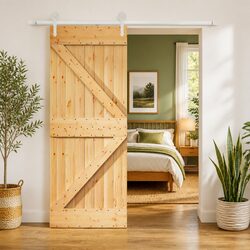 Sliding Door Natural White 85 x 210 cm Solid Pine Wood Modern Room Divider
