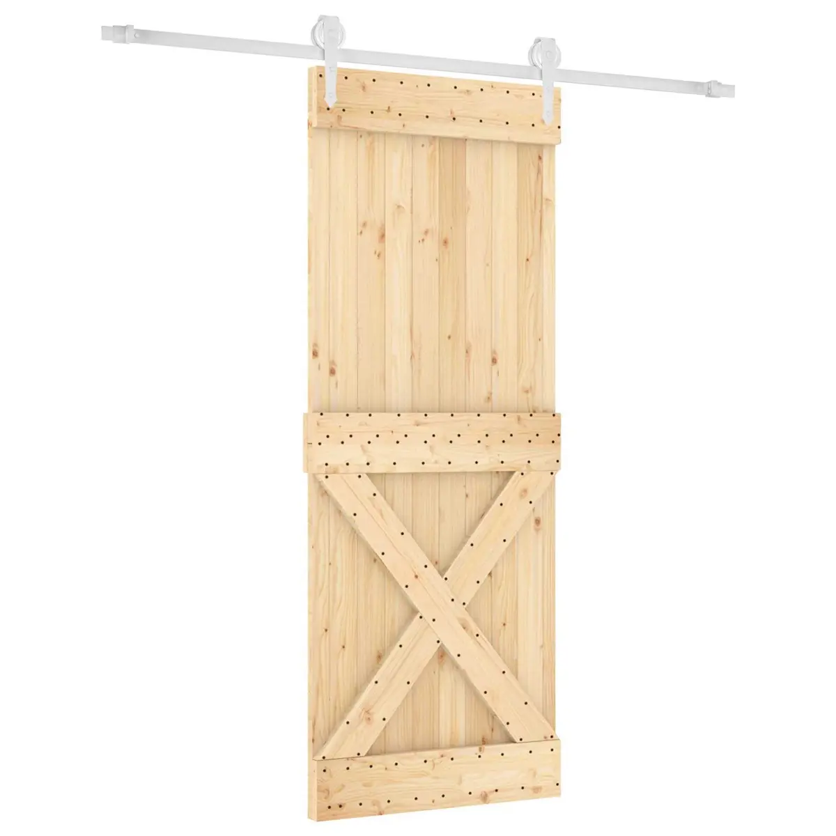 Sliding Door 90 x 210 cm Solid Pine Wood Natural White Space-Saving Room Divider