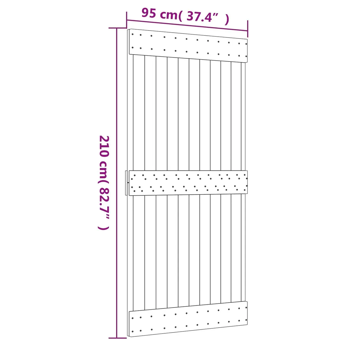 Solid Pine Wood Sliding Door Modern Interior Room Divider 95x210cm Brown White