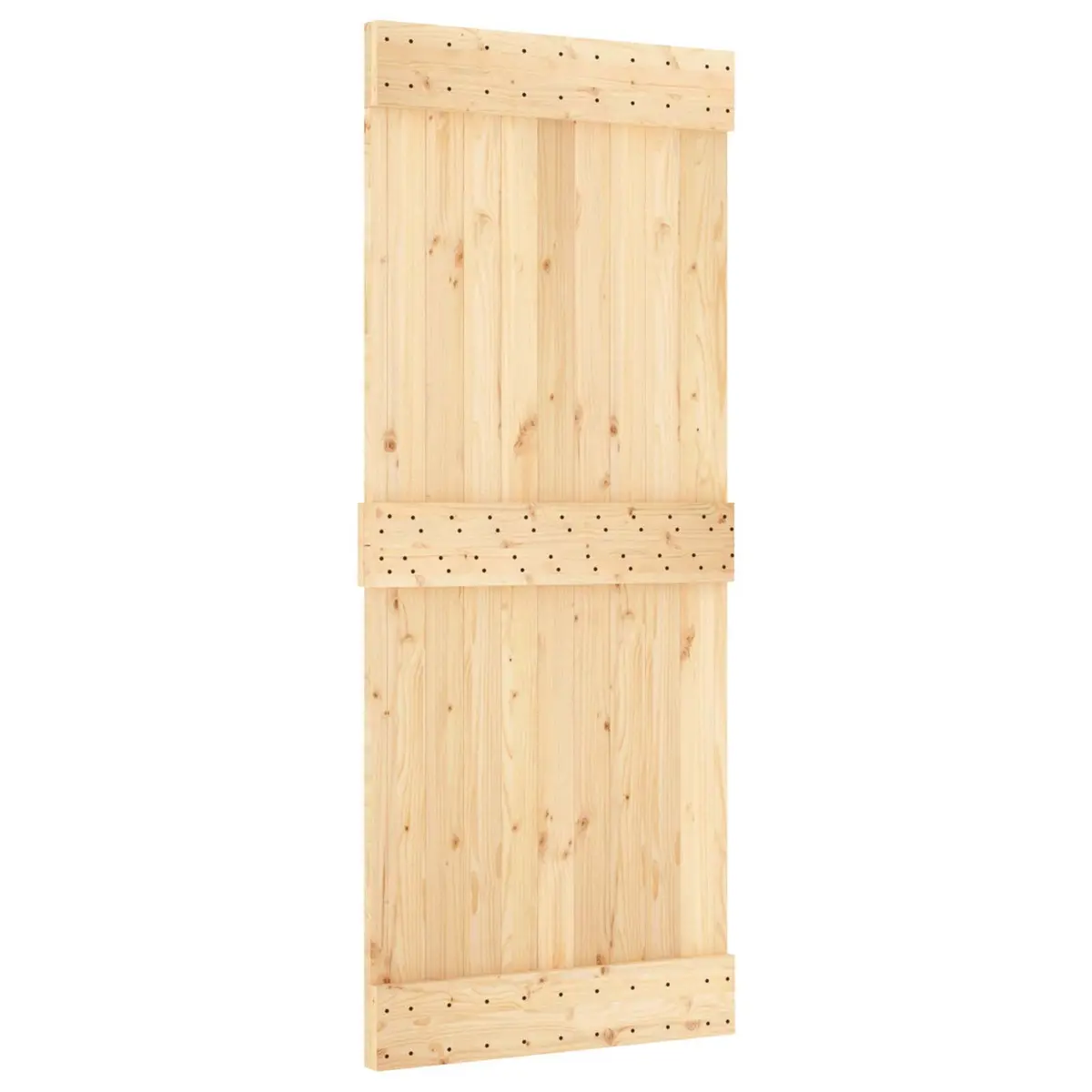 Sliding Door 85x210cm Solid Pine Wood Natural Black Frame Space-Saving Modern Interior