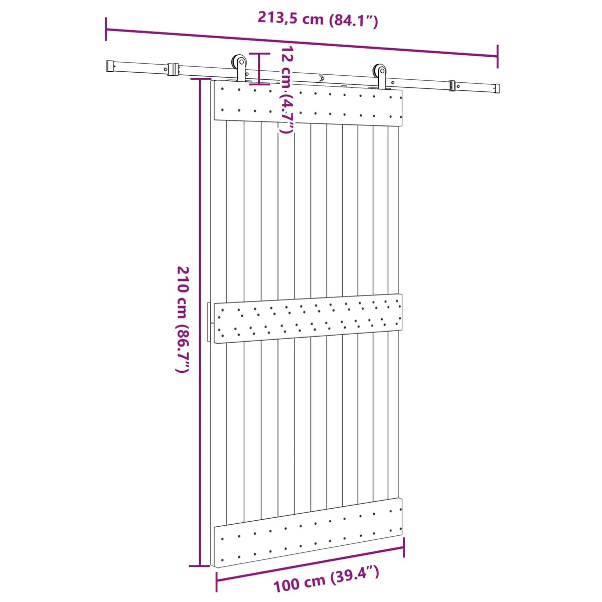 Sliding Door 100 x 210 cm Natural Brown Black Modern Space Saving Room Divider