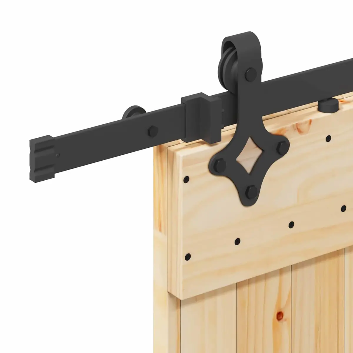 Sliding Door 85x210cm Modern Room Divider Natural Pine Wood Black Track