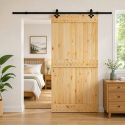 Efficient Room Divider with Natural Brown Sliding Door 100 x 210 cm