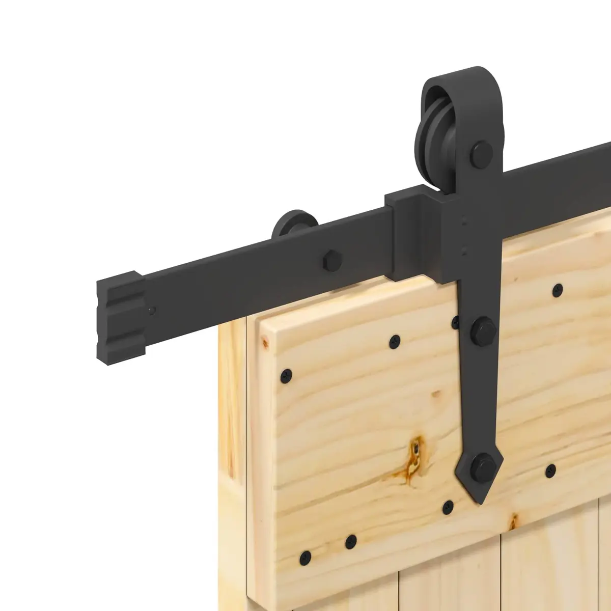 Sliding Door Modern Design Natural Pine Wood Black Steel Track 70 x 210cm