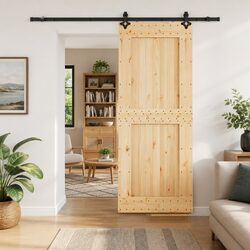 Enhance Your Space with a Natural Pine Wood Sliding Door