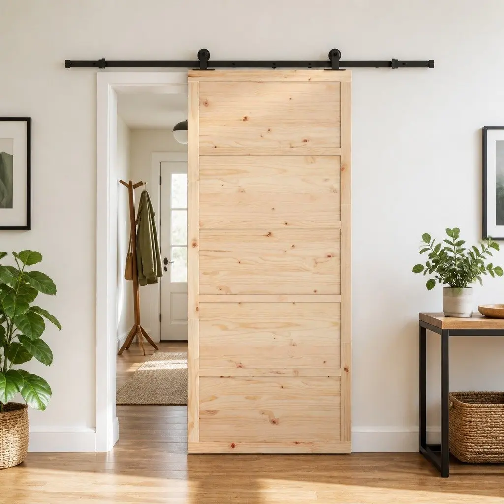 Sliding Door 80 x 208 cm Solid Pine Wood Space-Saving Interior Door