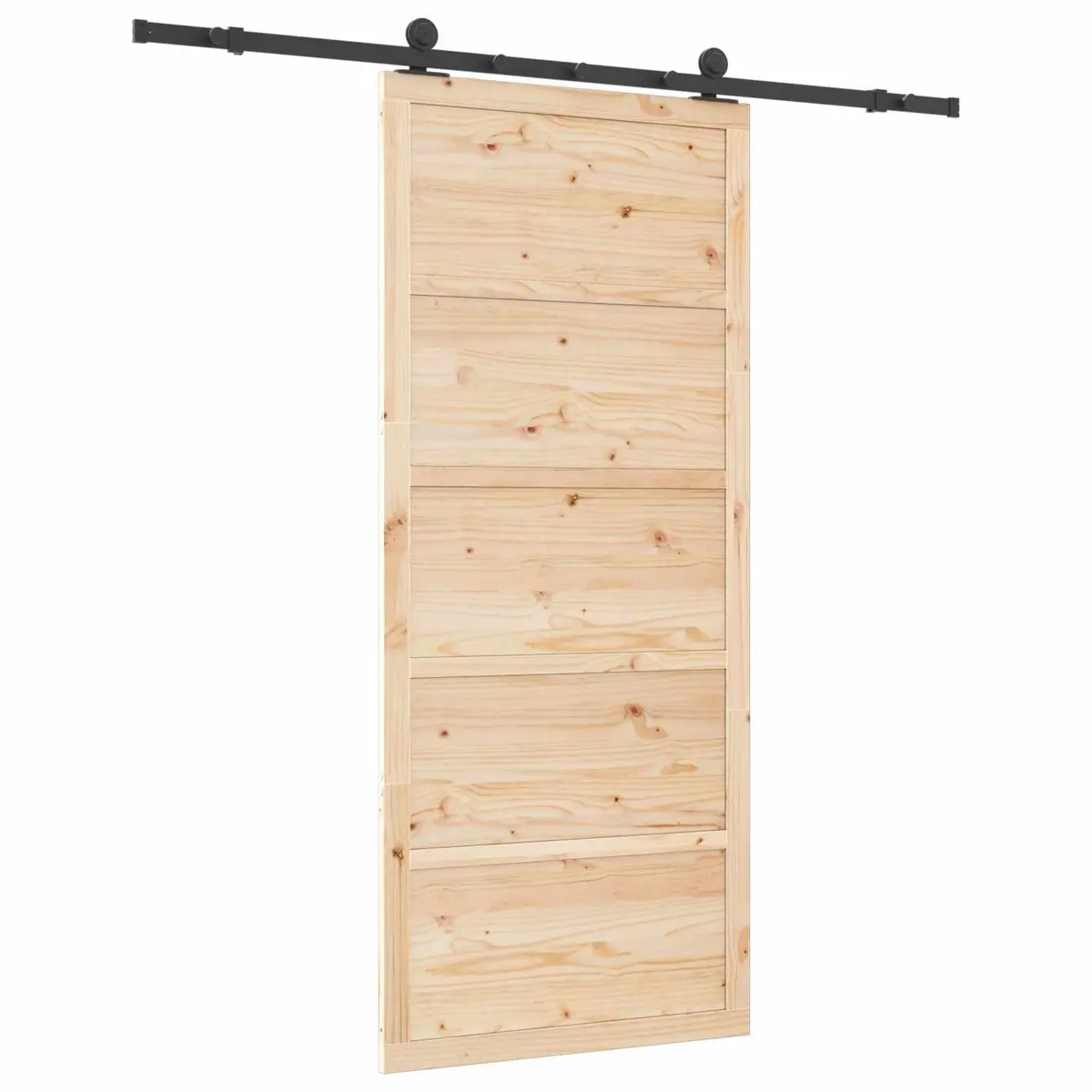 Sliding Door 80 x 208 cm Solid Pine Wood Space-Saving Interior Door