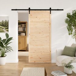 Natural Wood Sliding Door 90 x 208 cm for Modern Spaces