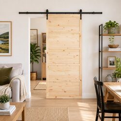 Natural Brown Sliding Door 80 x 208 cm for Room Optimization