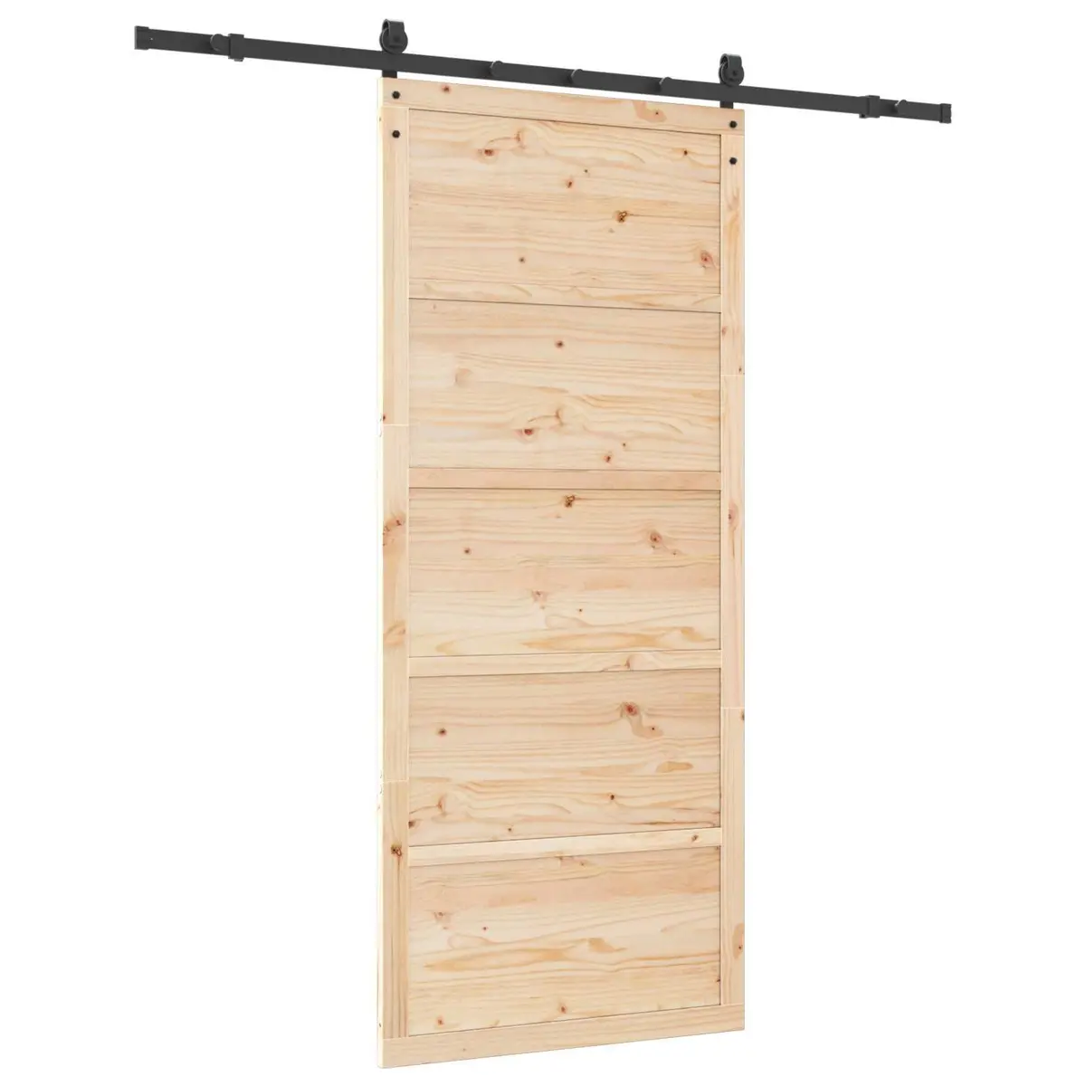 Sliding Door 80 x 208 cm Solid Pine Wood Natural Brown Top Track Space-Saving