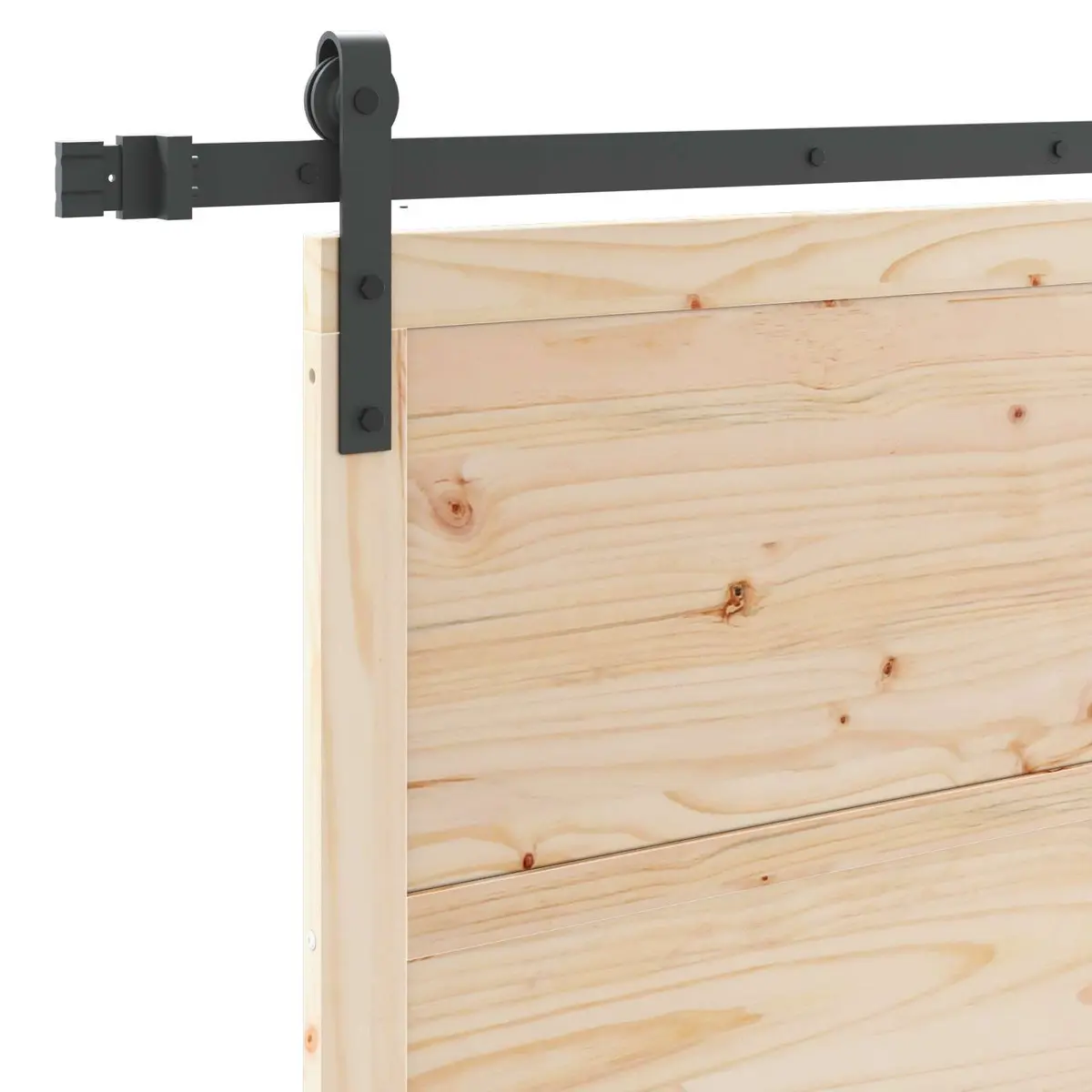 Sliding Door 80 x 208 cm Natural Solid Pine Wood Top Track Space-Saving Modern