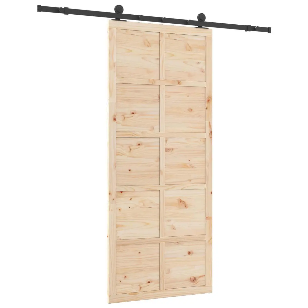 Sliding Door 90x208cm Solid Pine Wood Top Sliding Mechanism Space Saver