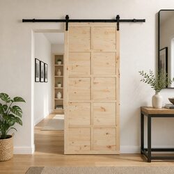Space-Efficient Sliding Door in Solid Pine Wood