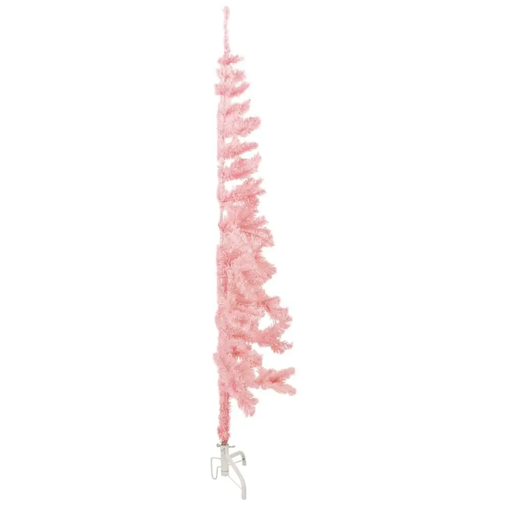 Slim Artificial Half Christmas Tree 180cm Pink Space-Saving Holiday Decor