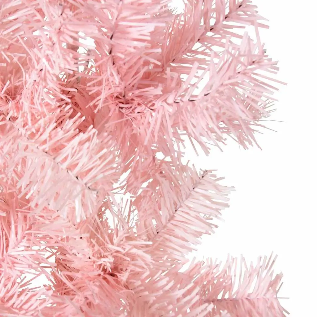 Slim Artificial Half Christmas Tree 180cm Pink Space-Saving Holiday Decor