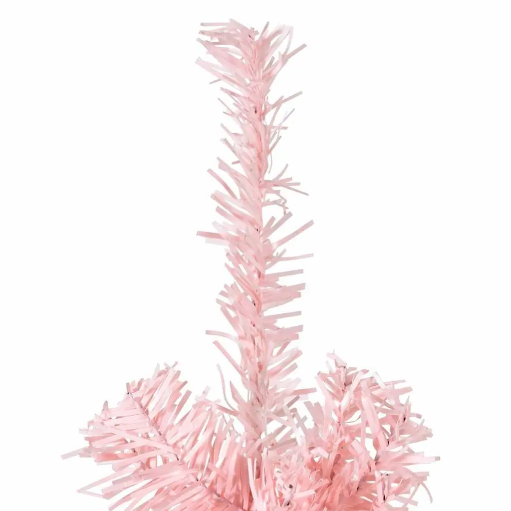 Slim Artificial Half Christmas Tree with Stand Pink 210cm Holiday Decoration