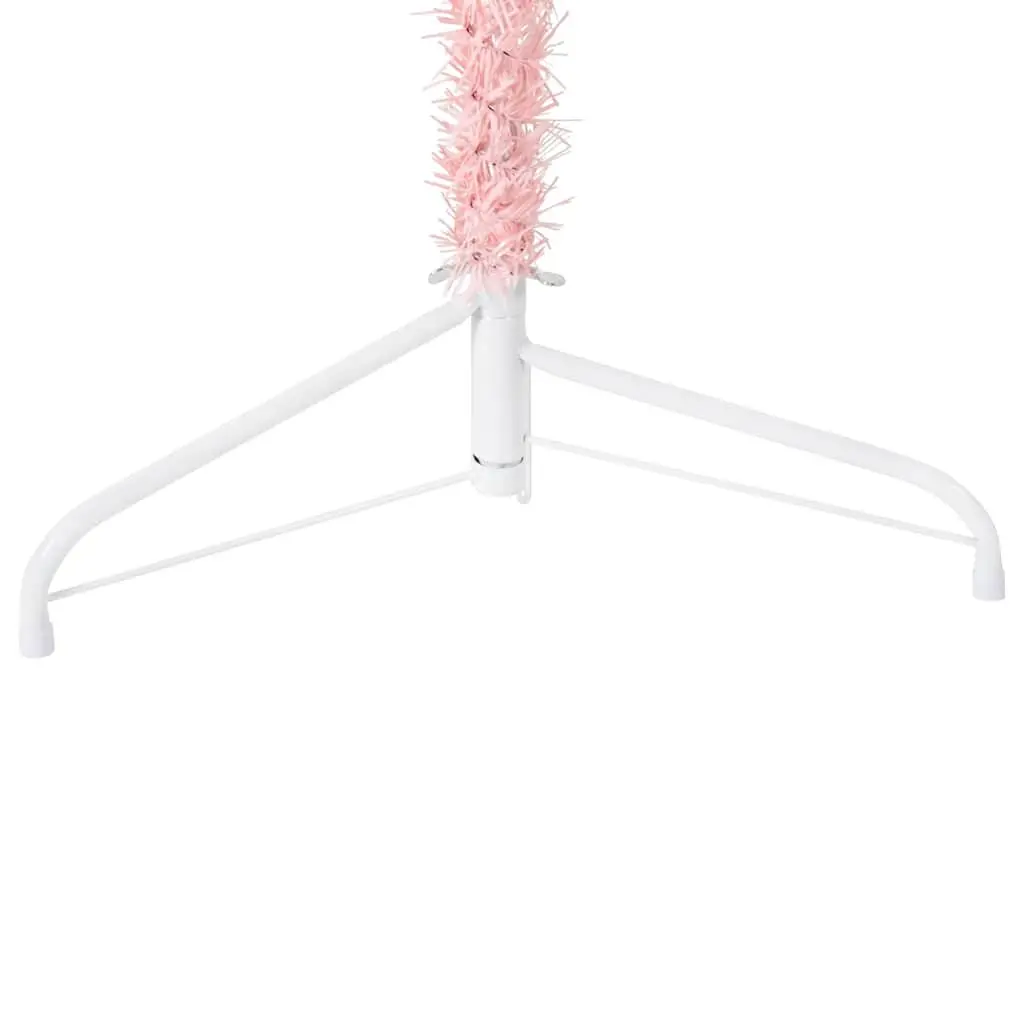 Slim Artificial Half Christmas Tree with Stand Pink 210cm Holiday Decoration