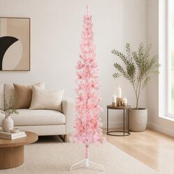 Charming Pink Half Christmas Tree 240cm for Small Spaces
