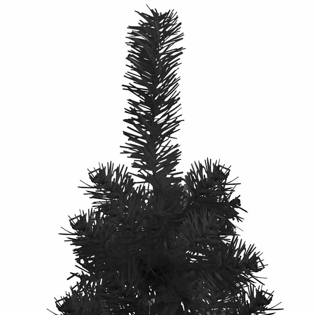 Artificial Half Christmas Tree Slim Black 180cm Seasonal Holiday Home Decor