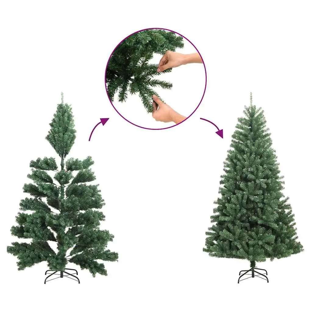 Artificial Half Christmas Tree Slim Black 180cm Seasonal Holiday Home Decor