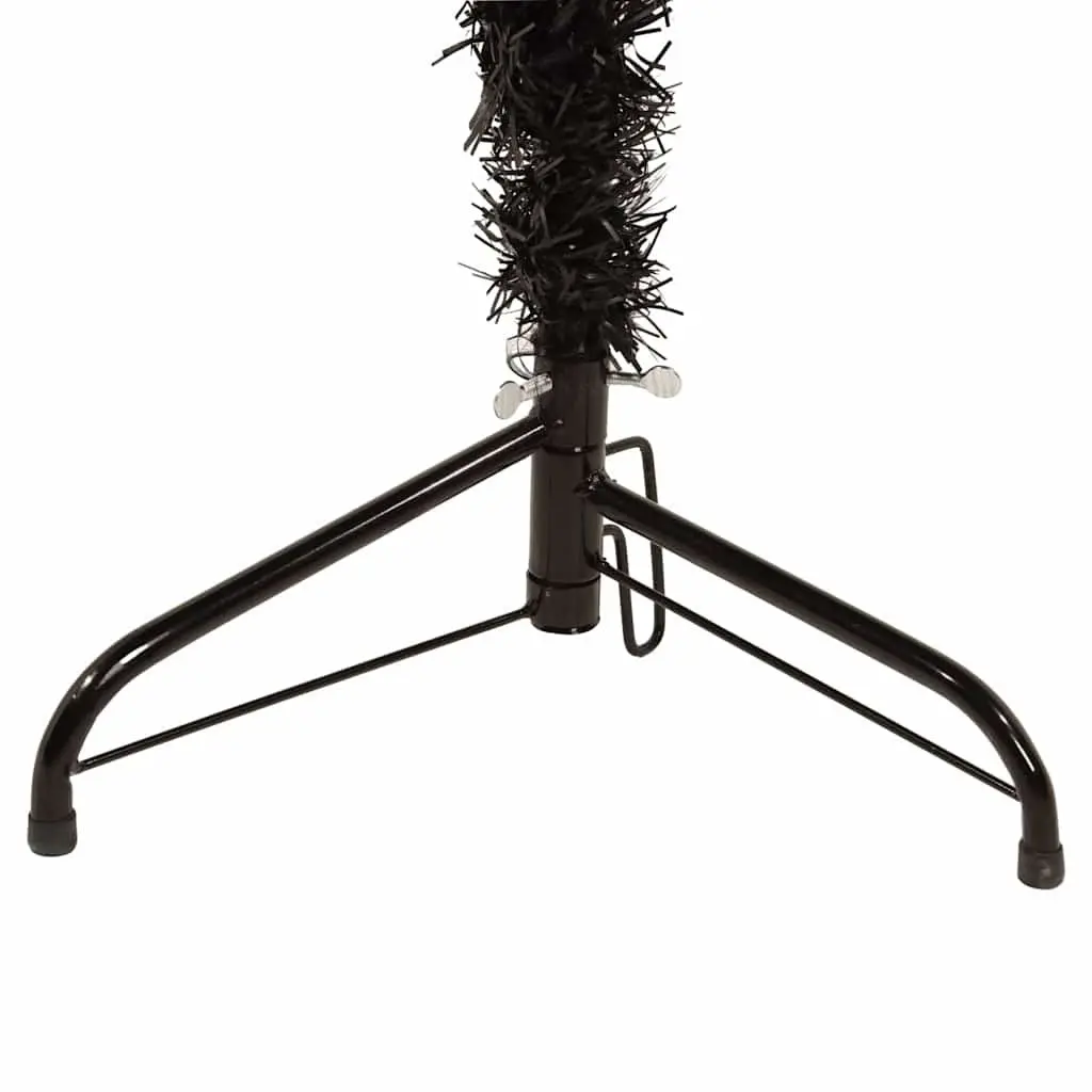 Slim Artificial Half Christmas Tree with Stand Black 210cm Holiday Decoration