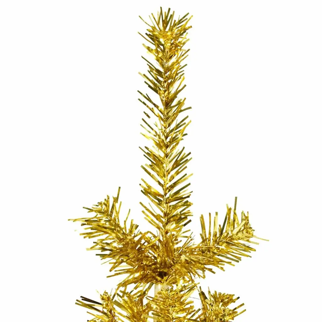 Slim Artificial Half Christmas Tree with Stand Holiday Decoration Gold 210cm