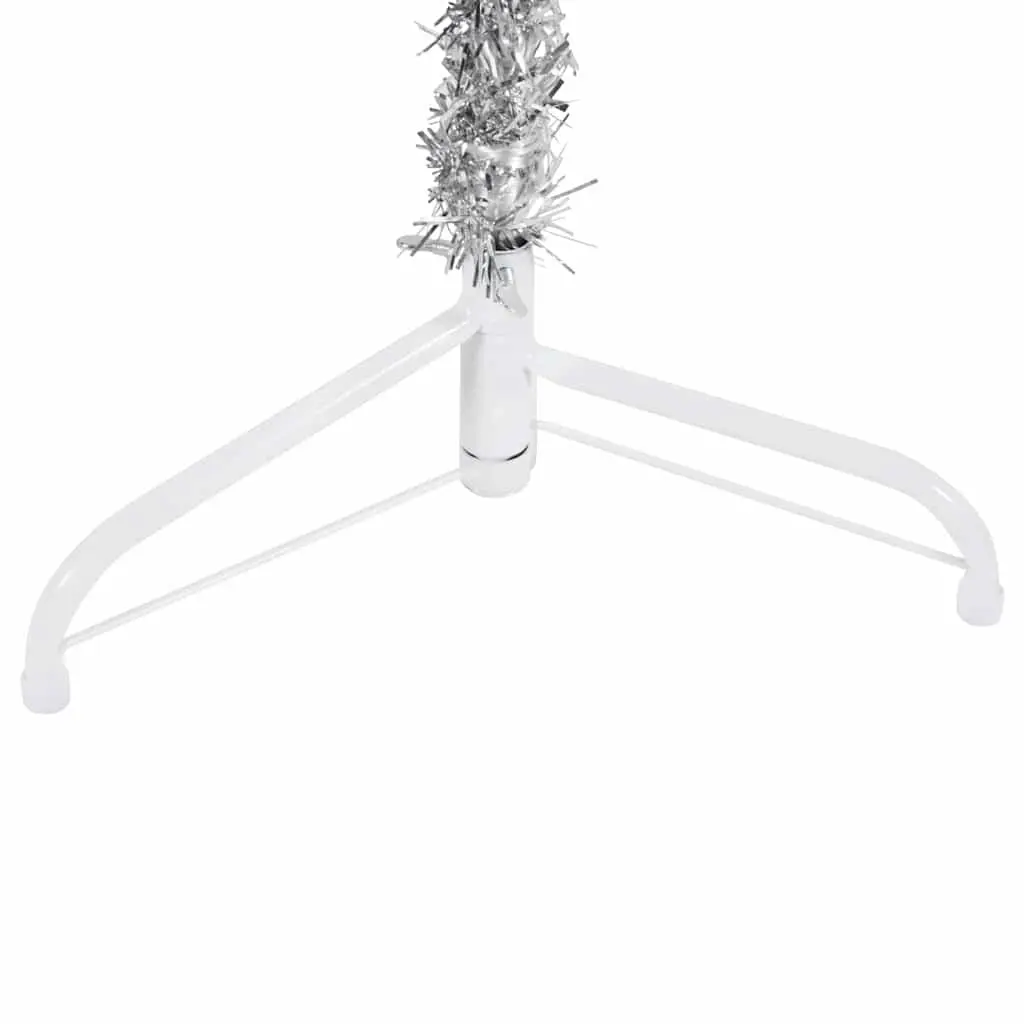Slim Artificial Half Christmas Tree with Stand Silver 150cm Space-Saving Holiday