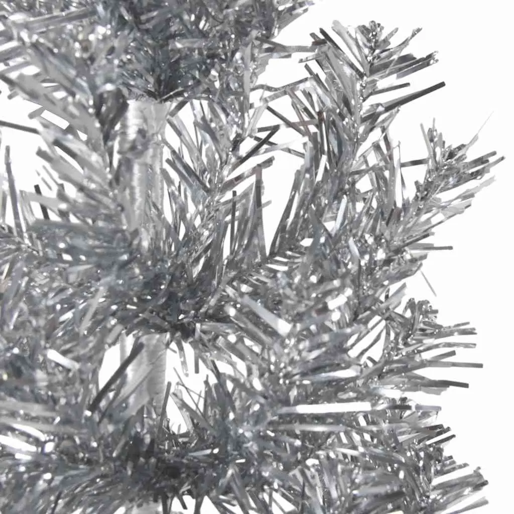 Slim Artificial Half Christmas Tree with Stand 210cm Silver Holiday Home Decor