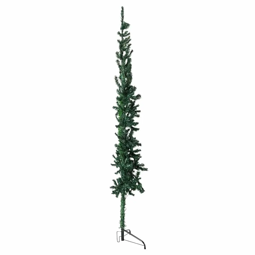 Slim Artificial Half Christmas Tree with Stand 210cm Green Holiday Decor