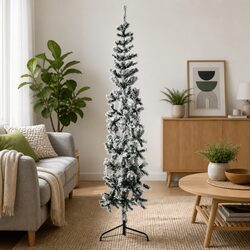 Space-Saving Green Half Christmas Tree with Snow Flocking