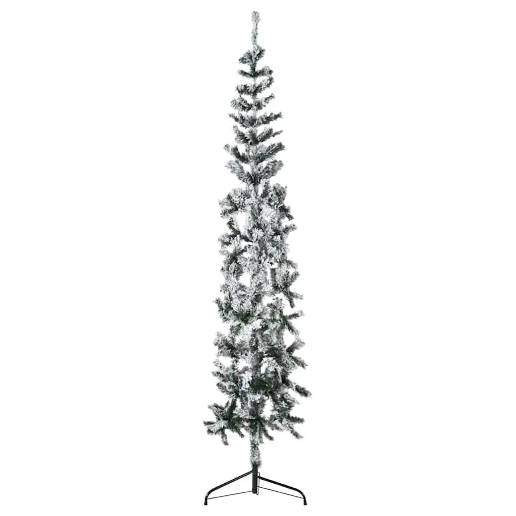 Artificial Half Christmas Tree 240cm Slim Flocked Snow Green