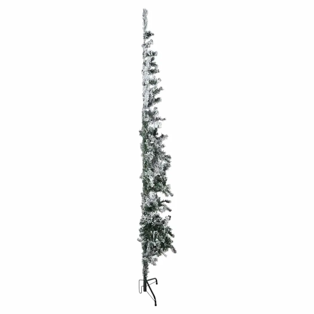 Artificial Half Christmas Tree 240cm Slim Flocked Snow Green